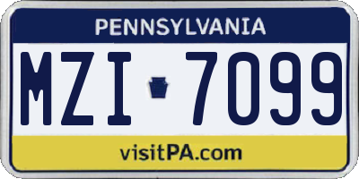 PA license plate MZI7099