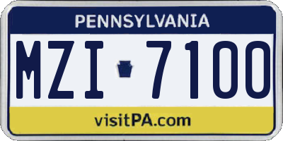 PA license plate MZI7100