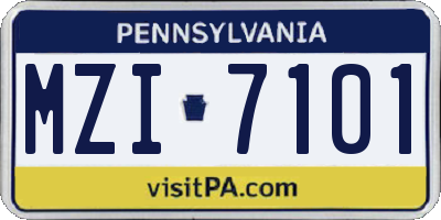 PA license plate MZI7101
