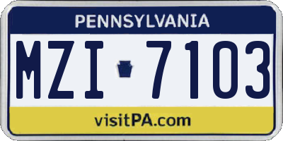 PA license plate MZI7103