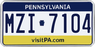 PA license plate MZI7104