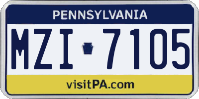 PA license plate MZI7105