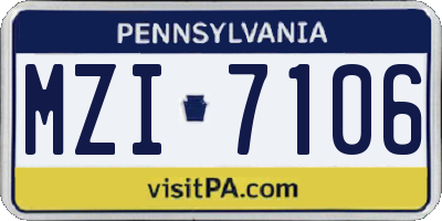 PA license plate MZI7106