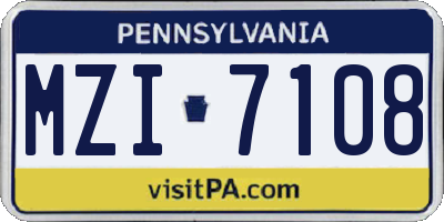 PA license plate MZI7108