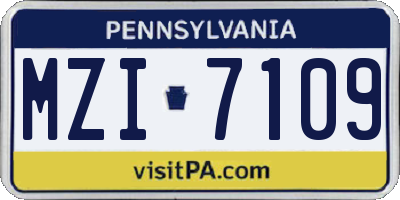 PA license plate MZI7109