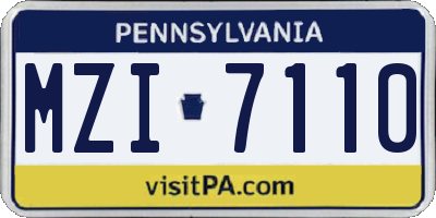PA license plate MZI7110