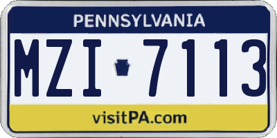 PA license plate MZI7113