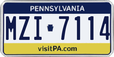 PA license plate MZI7114