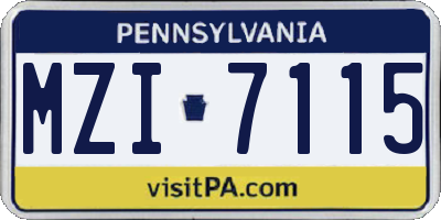 PA license plate MZI7115