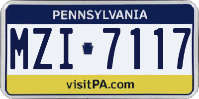 PA license plate MZI7117