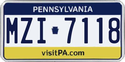 PA license plate MZI7118