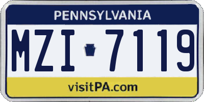 PA license plate MZI7119