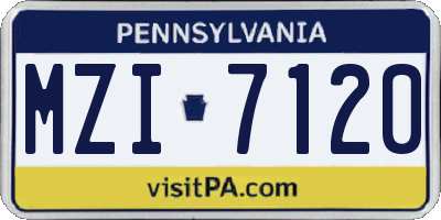 PA license plate MZI7120
