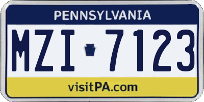 PA license plate MZI7123