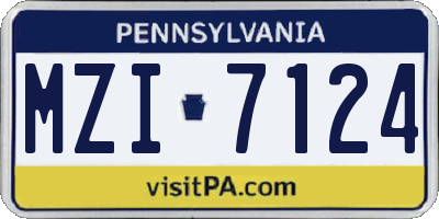 PA license plate MZI7124