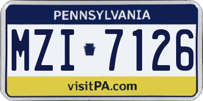 PA license plate MZI7126