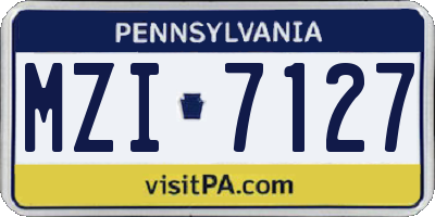 PA license plate MZI7127