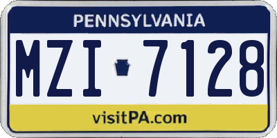PA license plate MZI7128