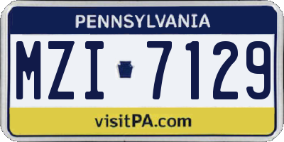 PA license plate MZI7129