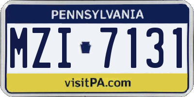 PA license plate MZI7131