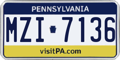 PA license plate MZI7136