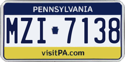 PA license plate MZI7138