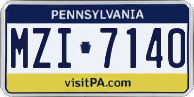 PA license plate MZI7140