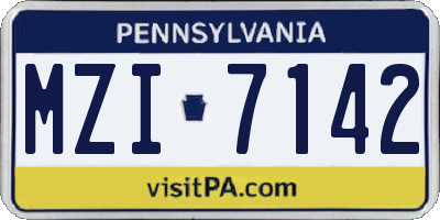 PA license plate MZI7142