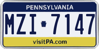 PA license plate MZI7147