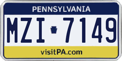 PA license plate MZI7149