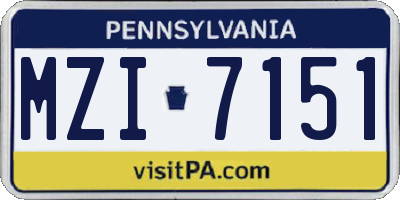 PA license plate MZI7151
