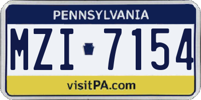 PA license plate MZI7154