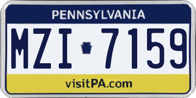 PA license plate MZI7159