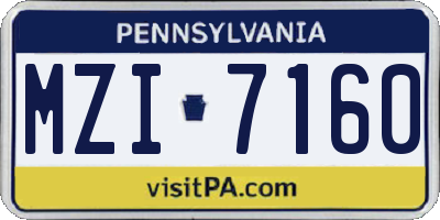 PA license plate MZI7160