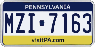 PA license plate MZI7163