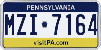 PA license plate MZI7164