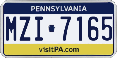 PA license plate MZI7165