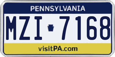 PA license plate MZI7168
