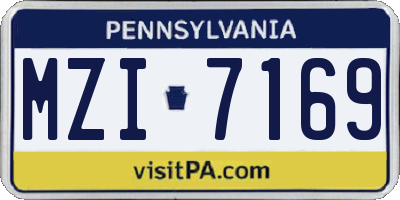 PA license plate MZI7169