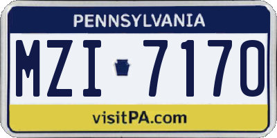 PA license plate MZI7170