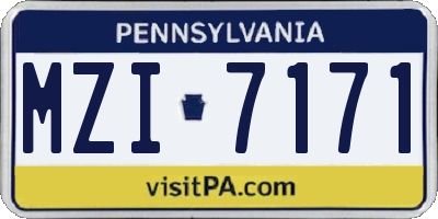 PA license plate MZI7171