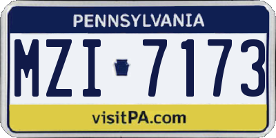PA license plate MZI7173