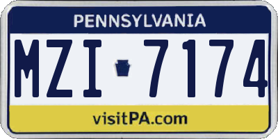 PA license plate MZI7174