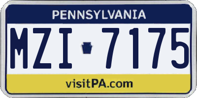 PA license plate MZI7175