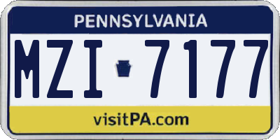 PA license plate MZI7177