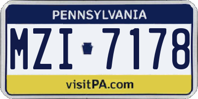 PA license plate MZI7178