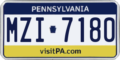 PA license plate MZI7180