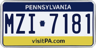 PA license plate MZI7181