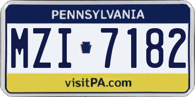 PA license plate MZI7182