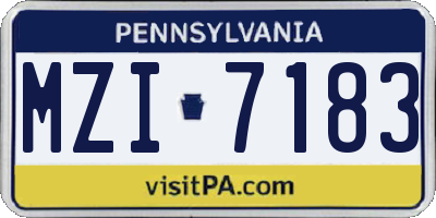 PA license plate MZI7183